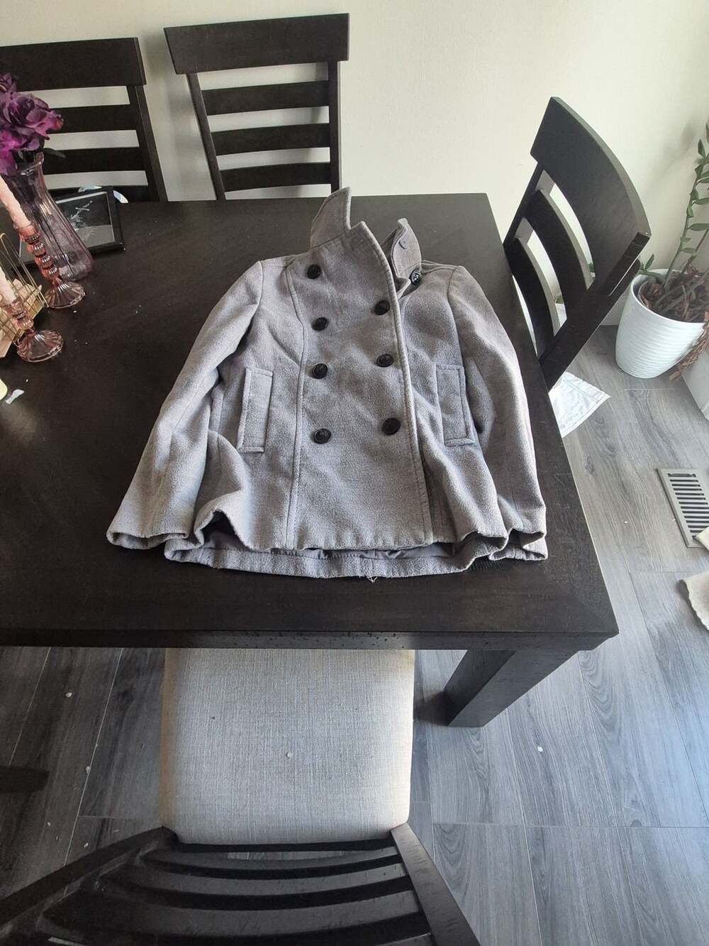 H&M Pea Coat Size 8 Gray Double Breasted Winter Jacket